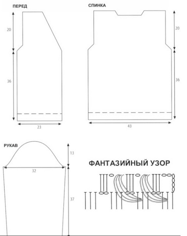 Trikotāžas adītas krekli, kleitas un jakas: fotogrāfijas un diagrammas