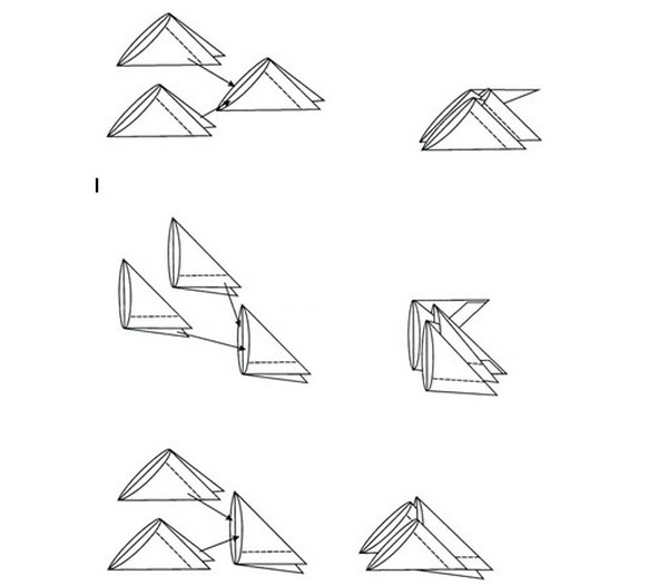 Moduļu Origami: Dzīvnieki - montāžas shēmas