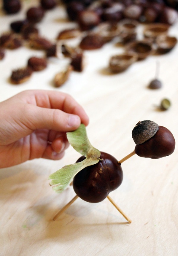 Amatniecība no kaštainiem par rudens tēmu