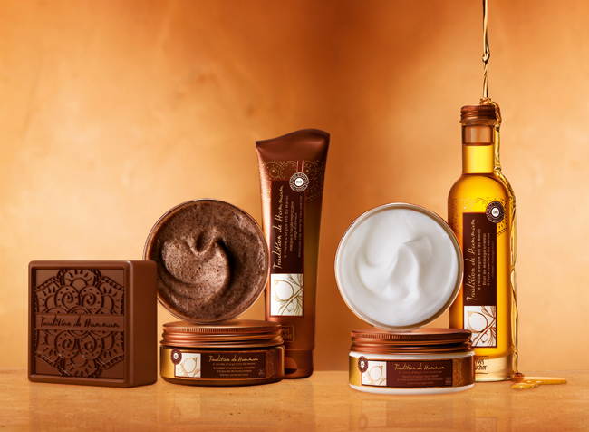 Yves Rocher TRADITION DE HAMMAM ziepes, eksfoliants, maska, balzams, eliksīrs