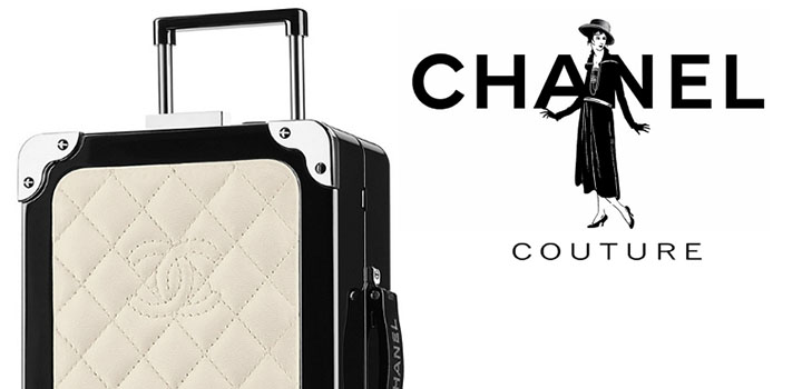 Ceļu zvani: čemodānu ratiņi Minaudiere no Chanel