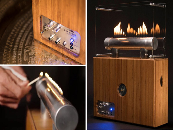 Fire magic: kolonnas kamīns Fireside Audiobox